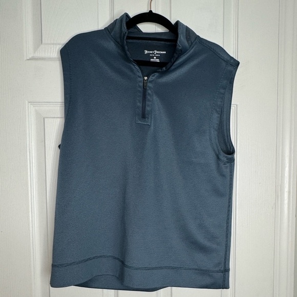 HICKEY FREEMAN Men’s 1/4 Zip Pullover Golf Vest Denim Blue Micro Stripes Size M - Picture 1 of 6